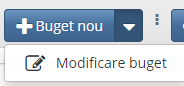 Meniul butonului de buget nou, cu opțiunea de modificare