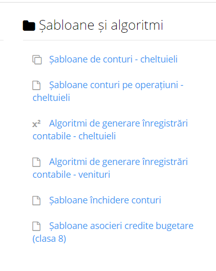 Meniul de șabloane și algoritmi